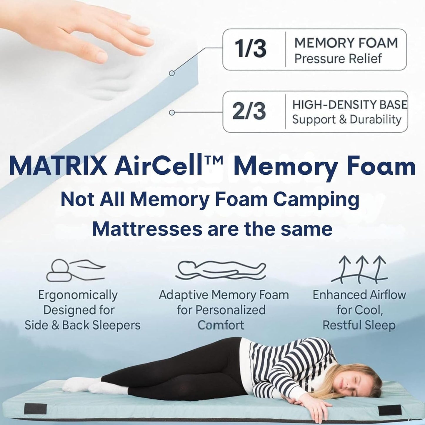 Hazli Ultra Comfort Air-Cell Memory Foam Camping Mattress
