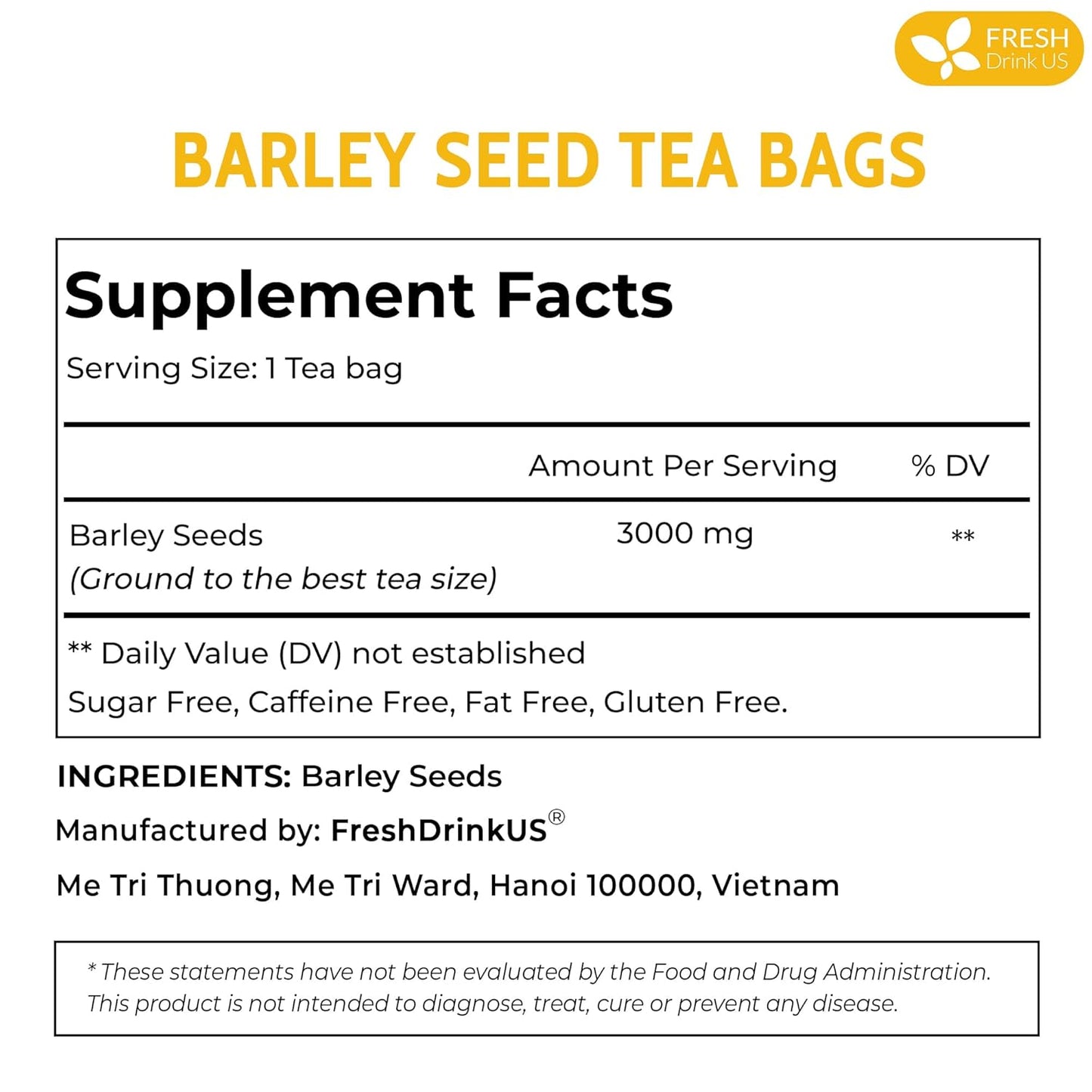 Premium Natural Barley Tea Bags - 100% Pure & Caffeine-Free