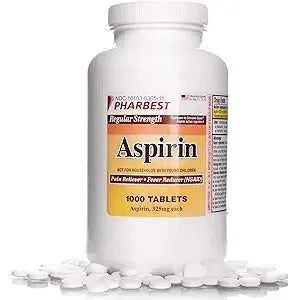 Tabletas de Aspirina 325mg - 1000 Conteos