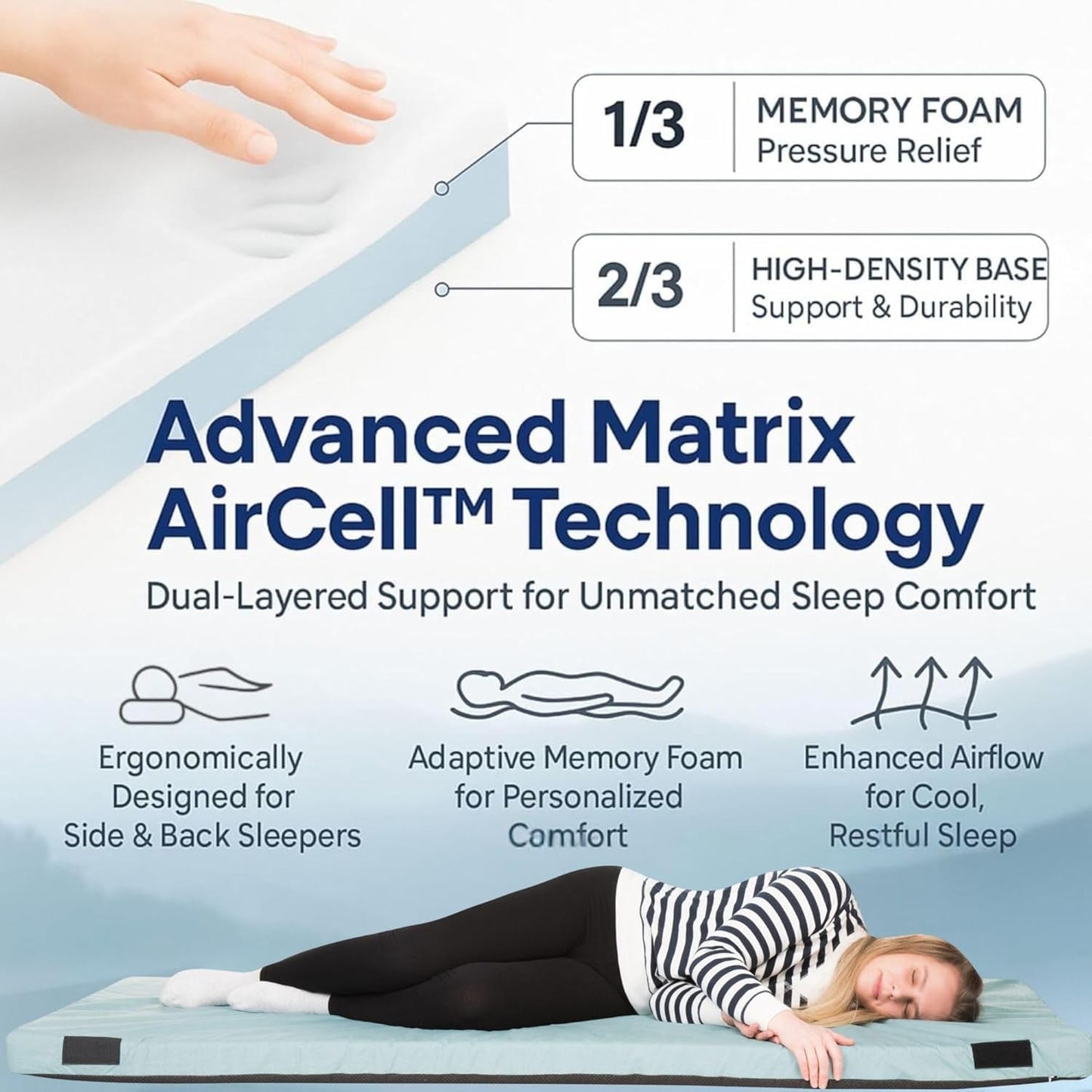 Hazli Ultra Comfort Air-Cell Memory Foam Camping Mattress