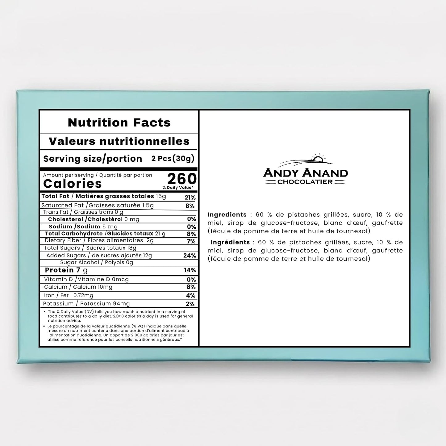 Turrón de Nougat de Pistacho Tostado Andy Anand - 7 Oz