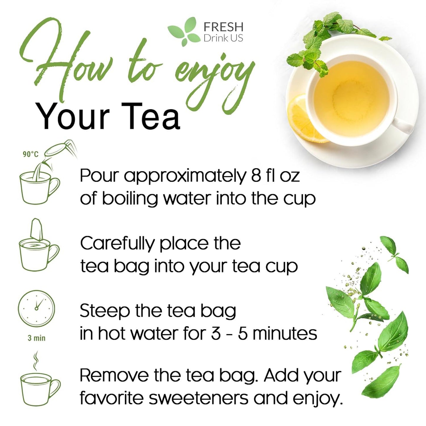 Premium Lemon Balm Leaf Tea Bags - 100% Natural & Pure