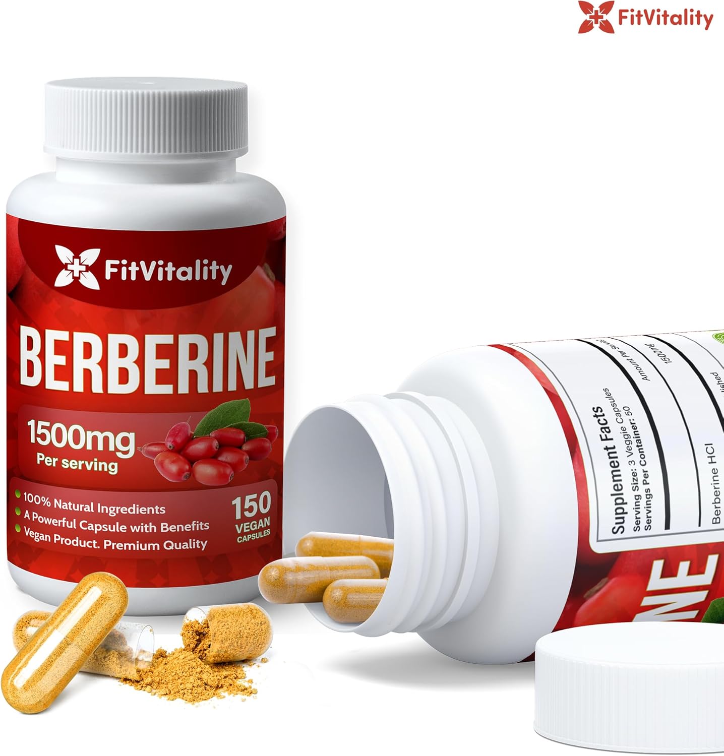 Premium Berberine Supplement, Non-GMO, Gluten-Free - Korvel
