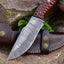 Exquisite 10-inch Damascus Steel Hunting Knife with Elegant Rosewood Handle & Leather Sheath - KBS Knives - Korvel