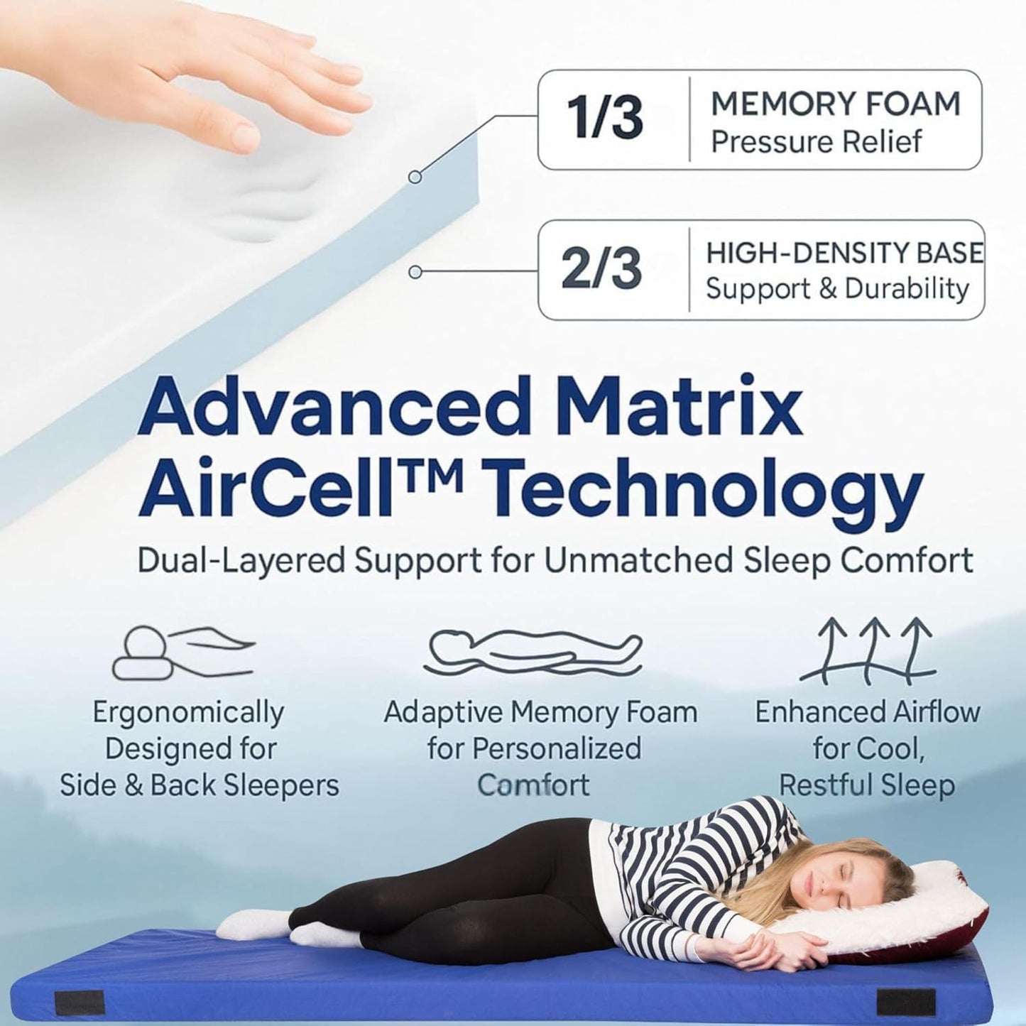 Hazli Ultra Comfort Air-Cell Memory Foam Camping Mattress