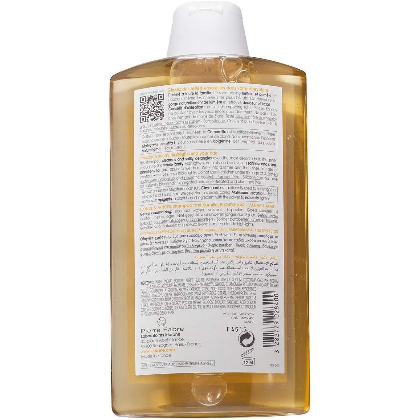 Champú Aclarador Klorane para Mechas Rubias 13.5oz