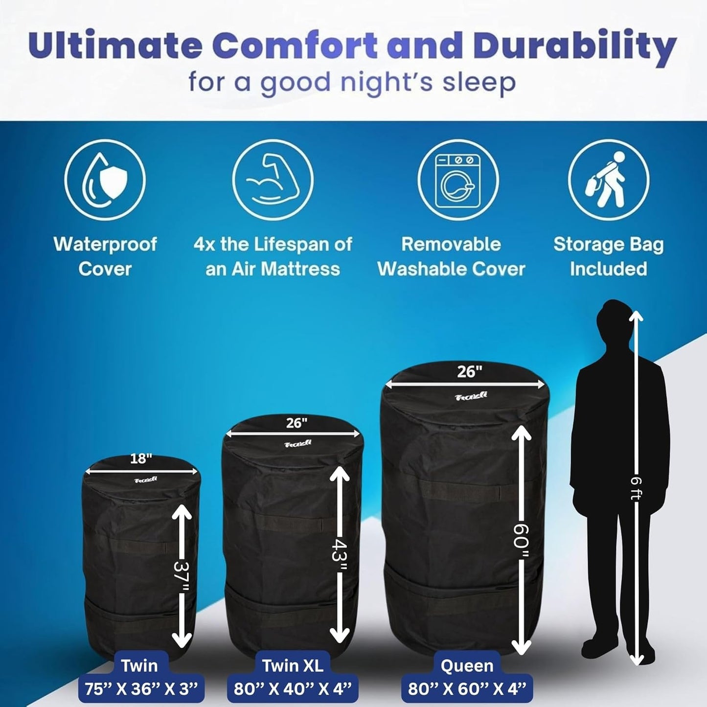 Hazli Ultra Comfort Air-Cell Memory Foam Camping Mattress