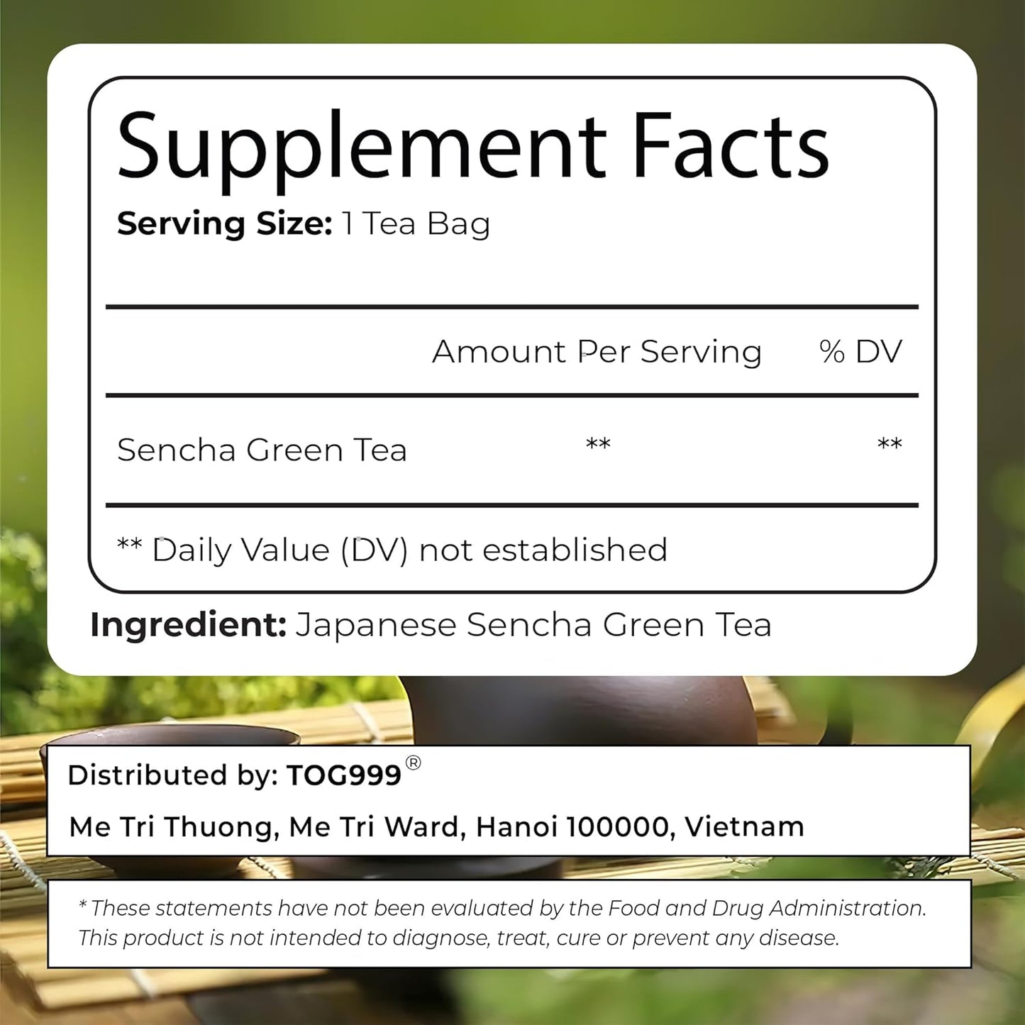 Premium Sencha Green Tea Bags - 100% Natural & Pure