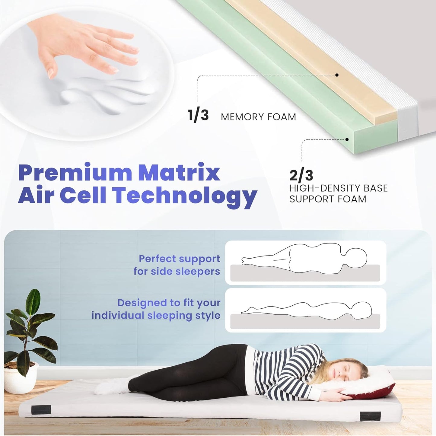 Hazli Ultra Comfort Air-Cell Memory Foam Camping Mattress