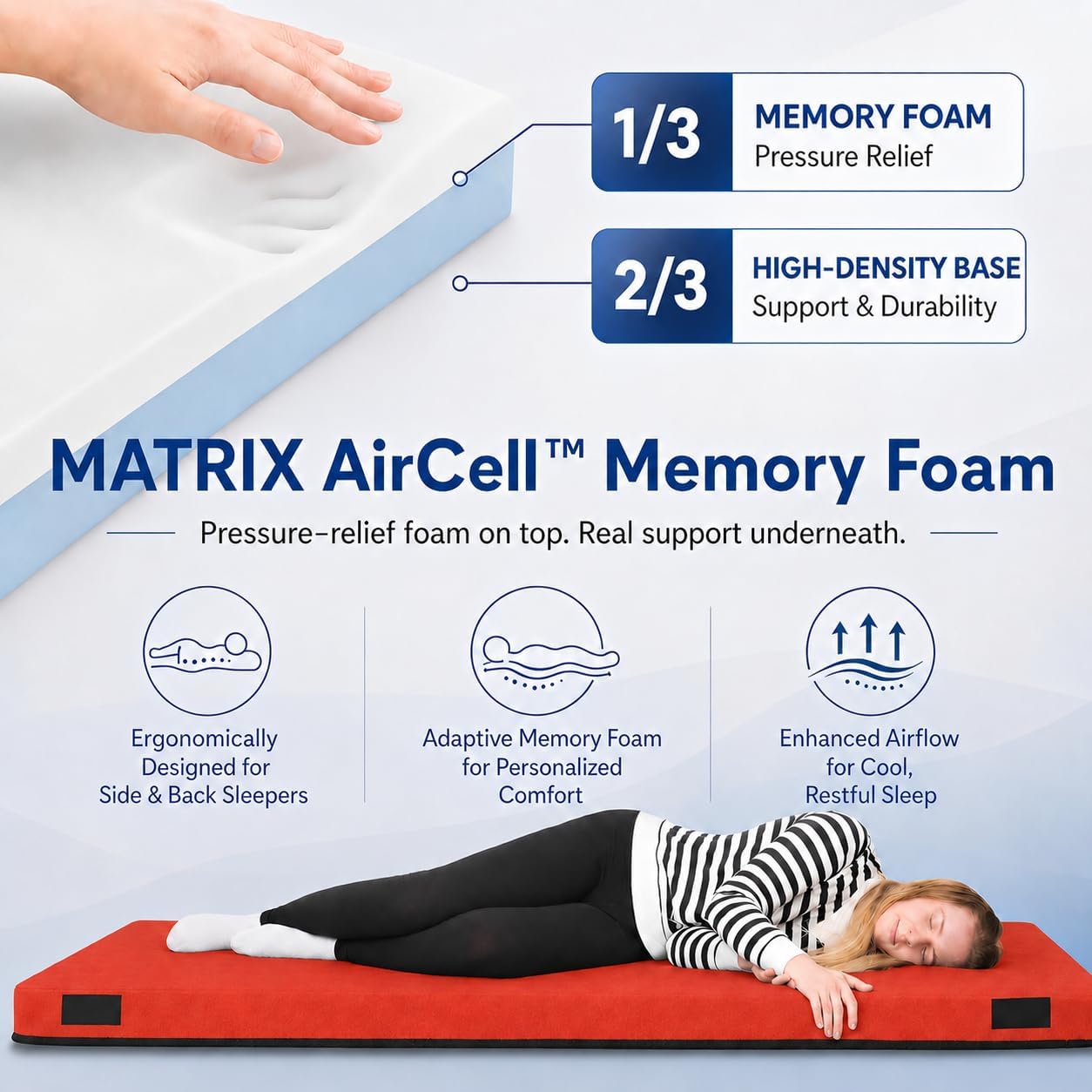Hazli Ultra Comfort Air-Cell Memory Foam Camping Mattress