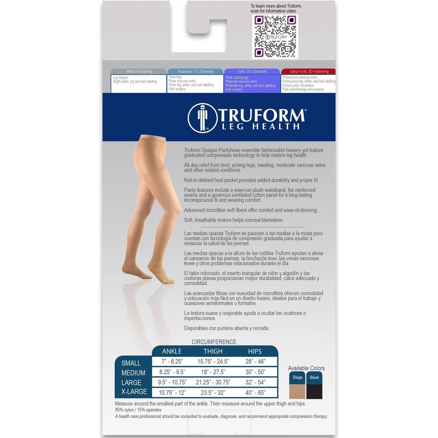 Truform 0365 Opaque Compression Stockings, Beige, XL