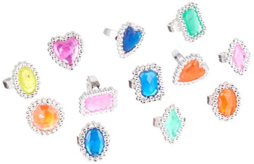 Assorted Plastic Jewel Rings - 24 Count Set