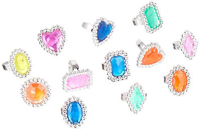Assorted Plastic Jewel Rings - 24 Count Set