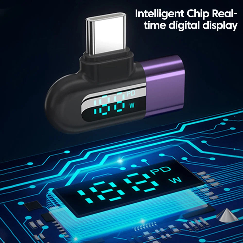 TG adapter 6A intelligent digital display supports 120W fast charging data cable, USB 2.0 port, Type-C adapter - Korvel