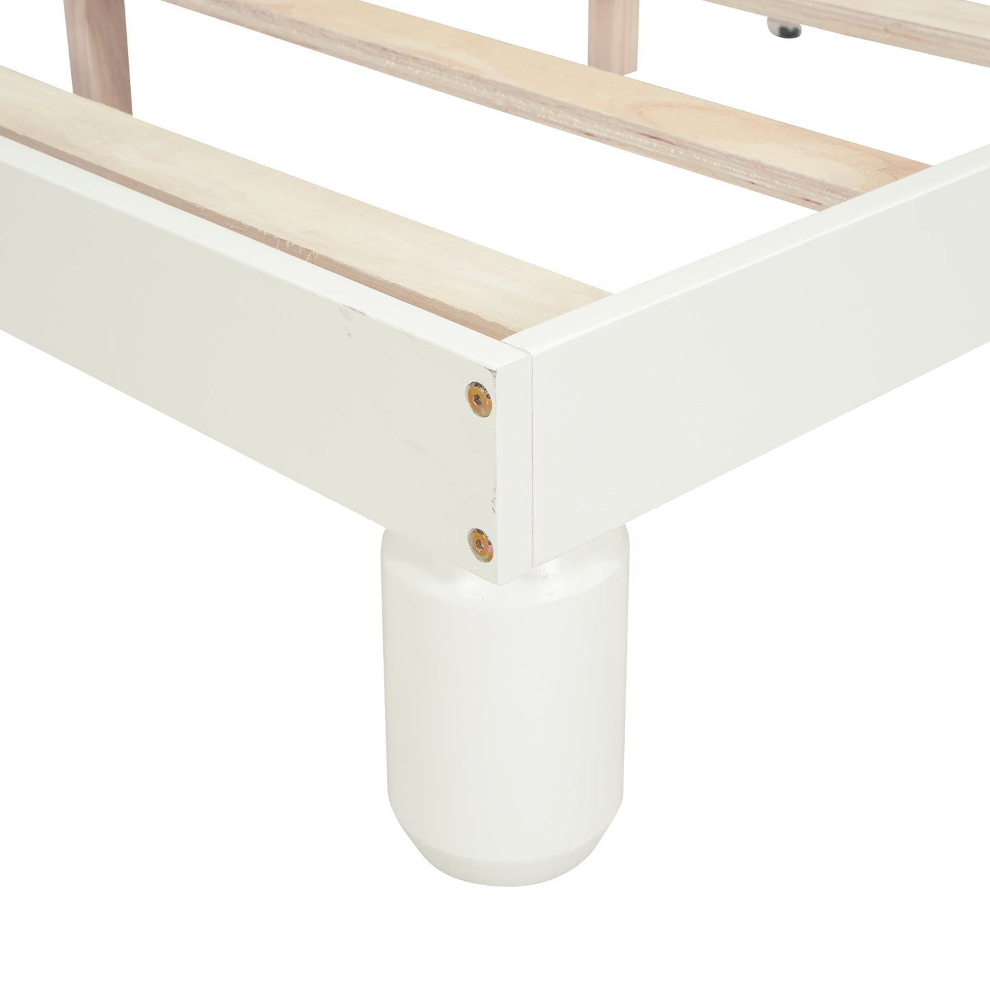 Twin Size Platform Bed with Bear Ears Shaped Headboard and LED Cream White - Korvel