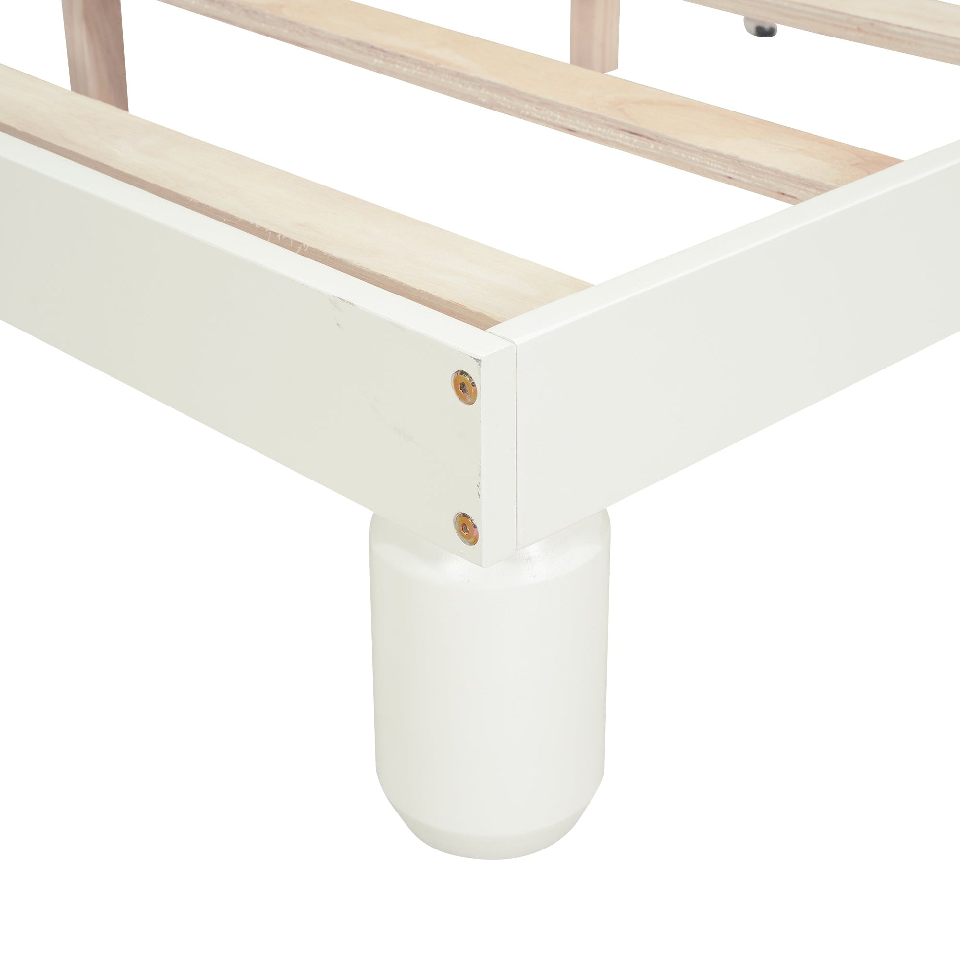 Twin Size Platform Bed with Bear Ears Shaped Headboard and LED Cream White - Korvel