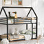 Twin over Twin House Bunk Bed with Built-in Ladder - Black