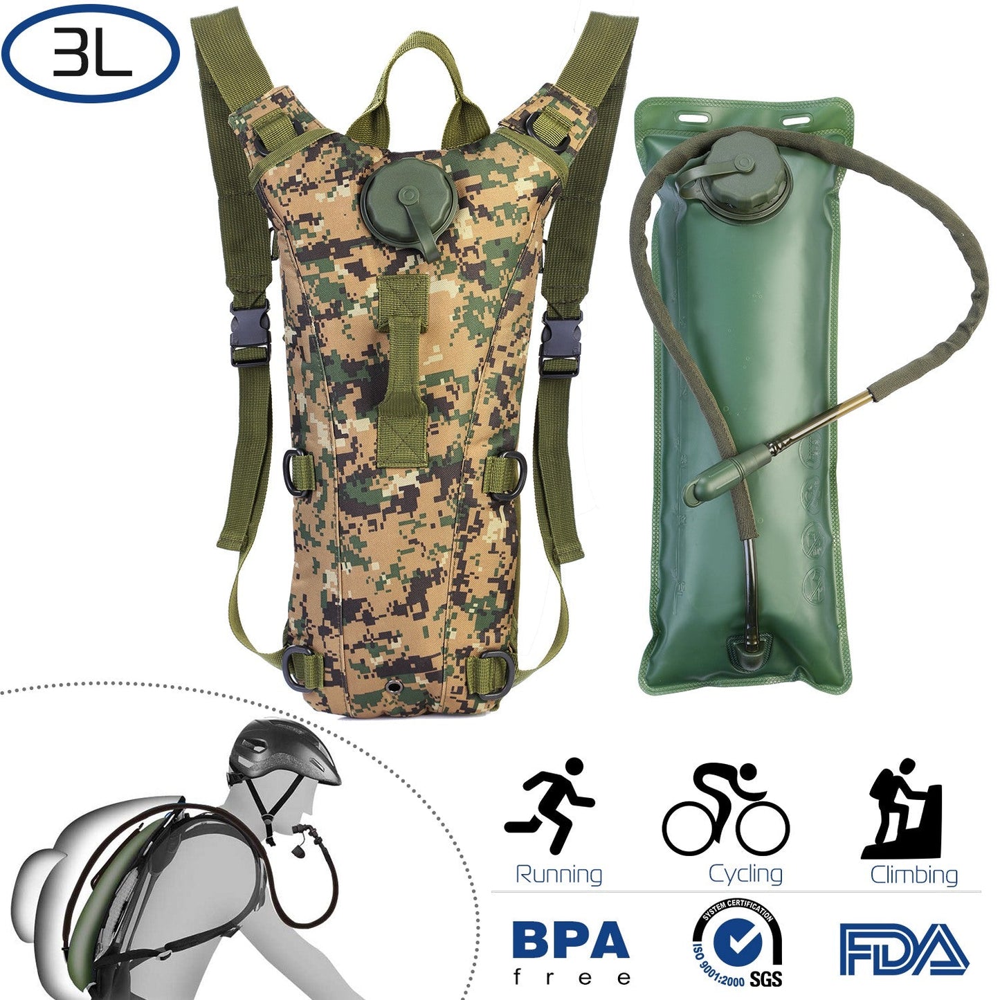 GBruno Sac d'hydratation tactique 3L