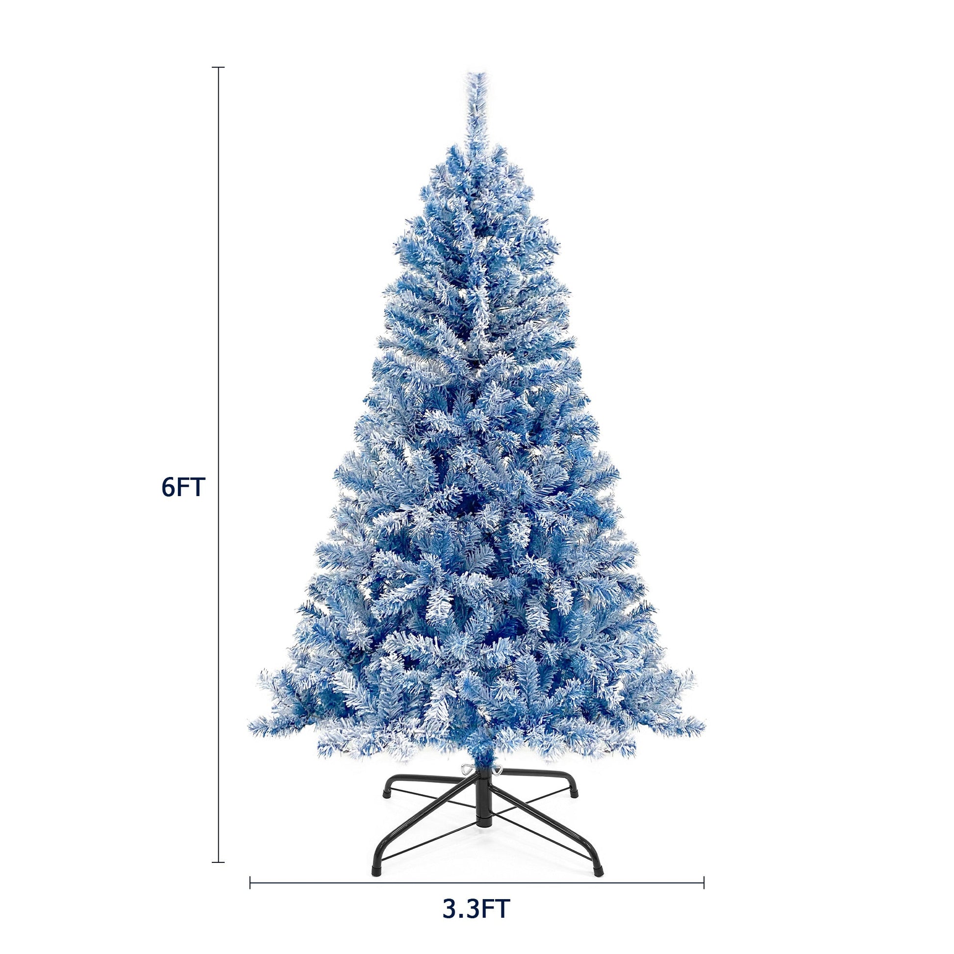 6FT pre ignited hinge chain artificial fir Christmas tree, Christmas tree snowflake flocking person with 750 Christmas branches - Korvel