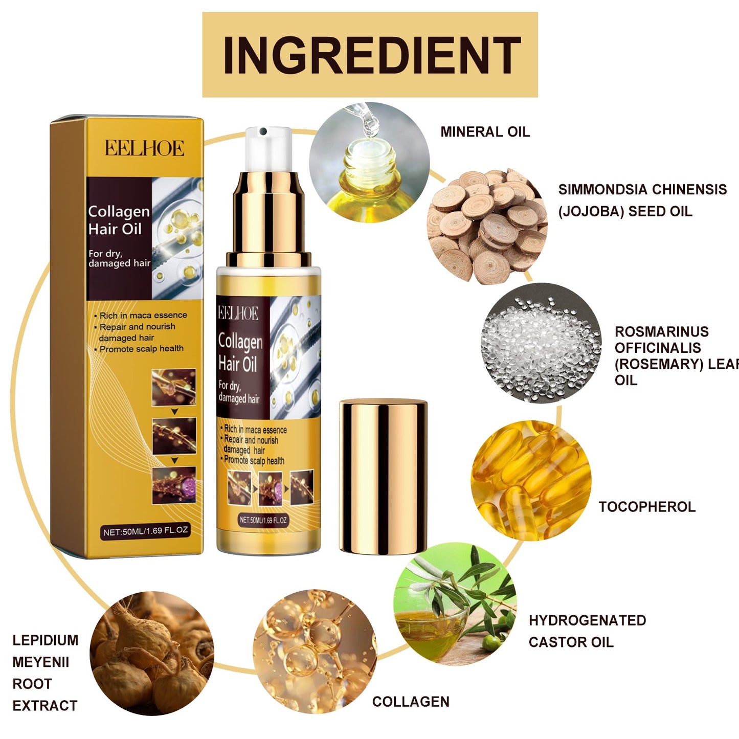 Maca Essence Repair Collagen, Repair Bifurcate Improve Hair Moist Smooth The Hair Essence - Korvel
