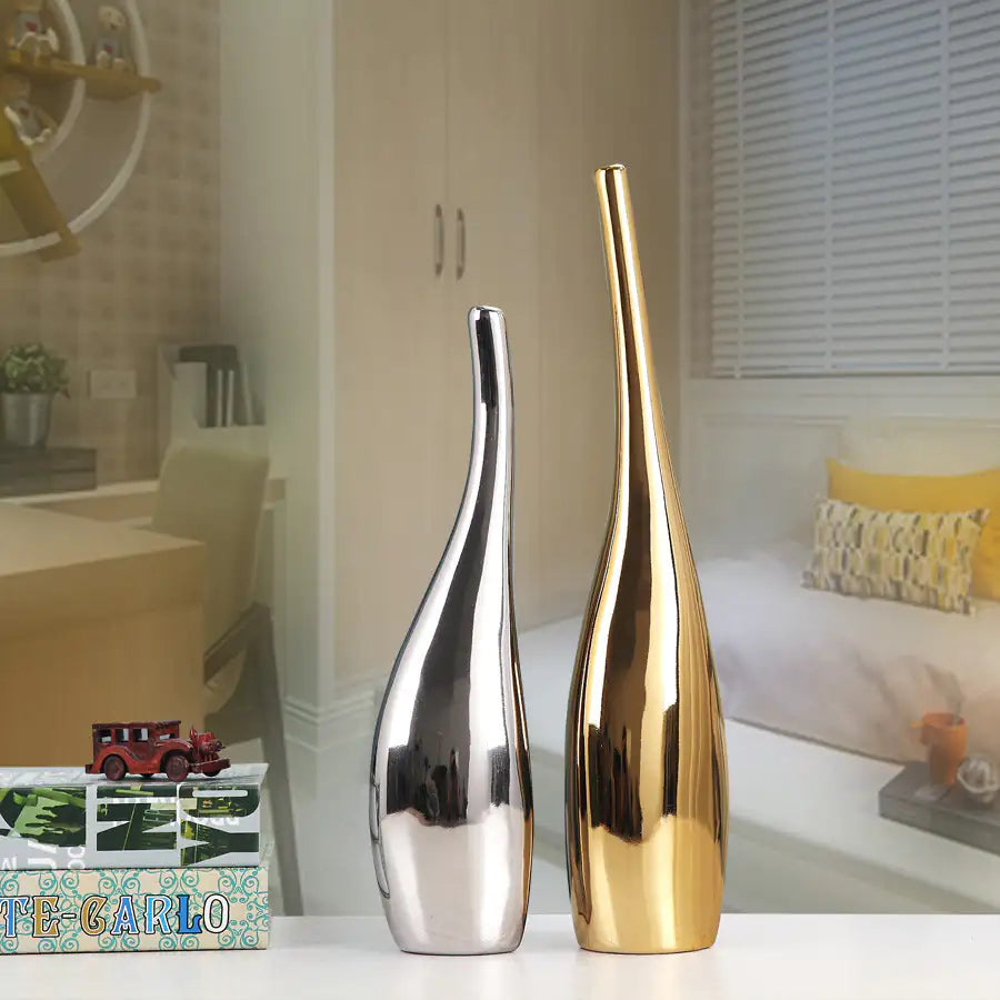 Vases en céramique plaqués or nordique pour une décoration intérieure élégante