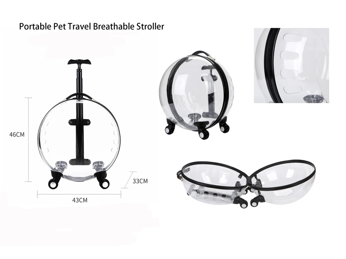 Chariot de Voyage pour Animaux de Compagnie Premium - Élégant et Fonctionnel