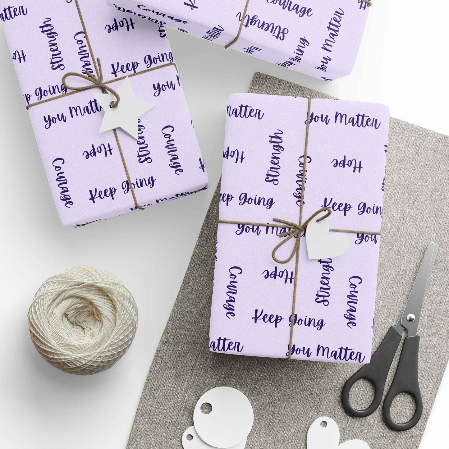 Emballage de mots inspirants – Emballage cadeau violet clair