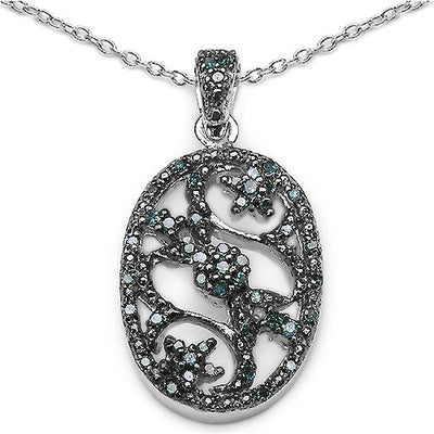 0.28 Carat Genuine Blue Diamond Sterling Silver Pendant