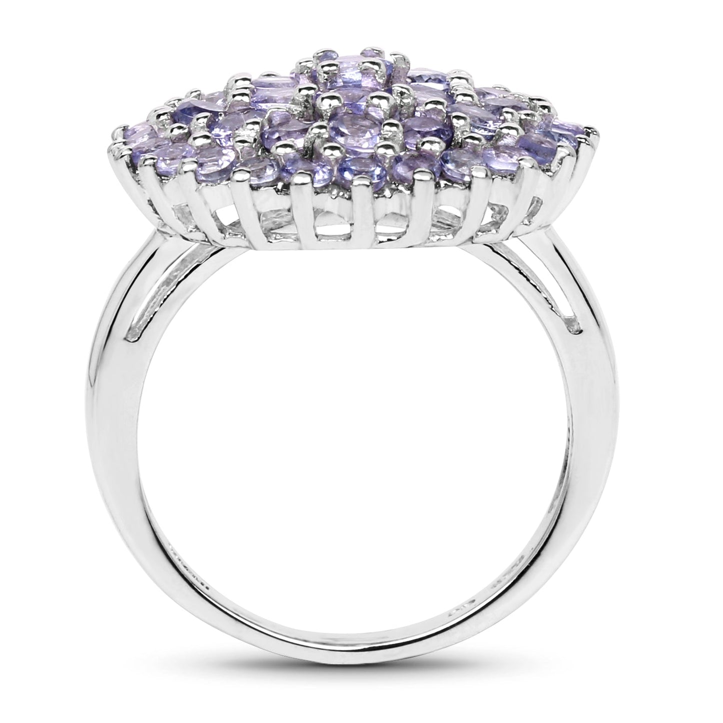 Bague de fiançailles en argent sterling avec tanzanite véritable de 2,52 carats
