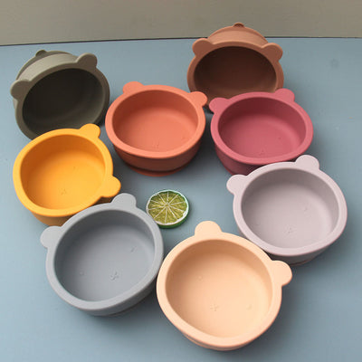 Children's tableware baby bowl children's silicone suction cup bowl bear food supplement bowl - Korvel