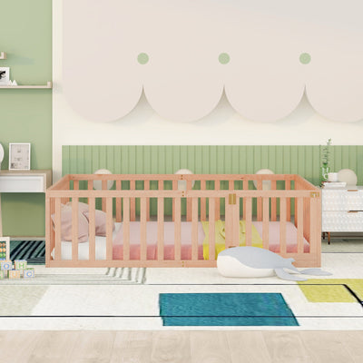 Full Size Wood Daybed Frame with Fence Natural(OLD SKU:WF289662AAM) - Korvel