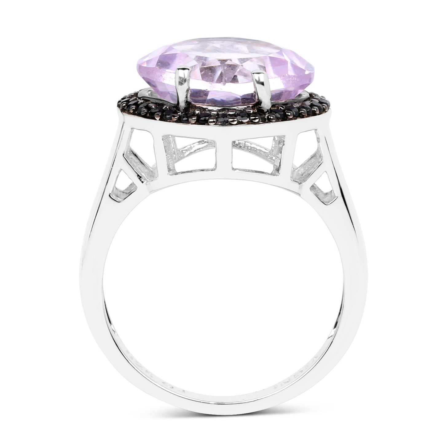 5.50 Carat Pink Amethyst & Black Spinel Sterling Silver Ring