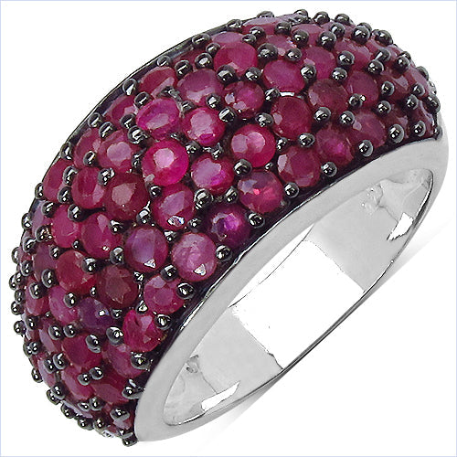 3.58 Carat Genuine Ruby & White Diamond Sterling Silver Ring