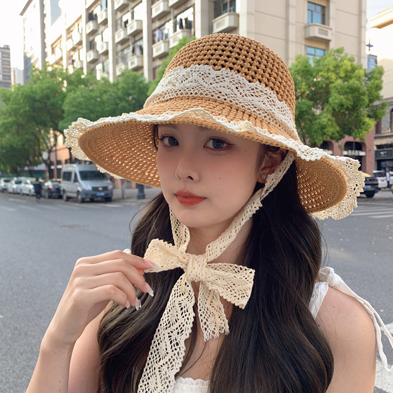 Lace String Woven Straw Sun Hat for Summer Adventures