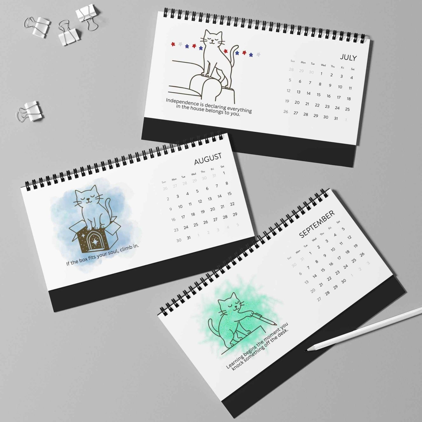 Calendario de Escritorio de Filosofía Gato | Un Año de Sabiduría con Bigotes