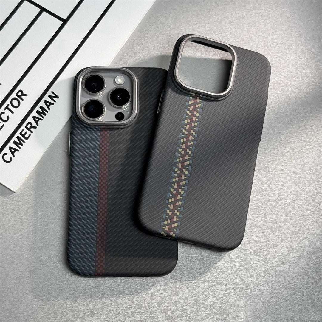Funda Dura Magnética de Patrón Kevlar Premium para iPhone 15 ProMax