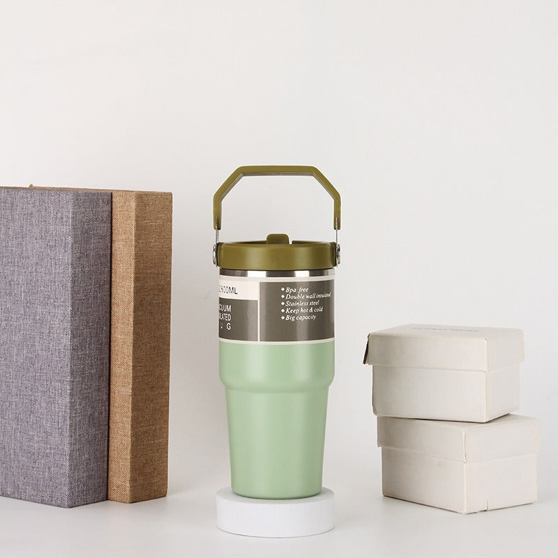 20oz30ozPortable Car Cup Stainless Steel Cup Travel Sports Water Bottle With Handle Cover Coffee Tumbler Cup - Korvel