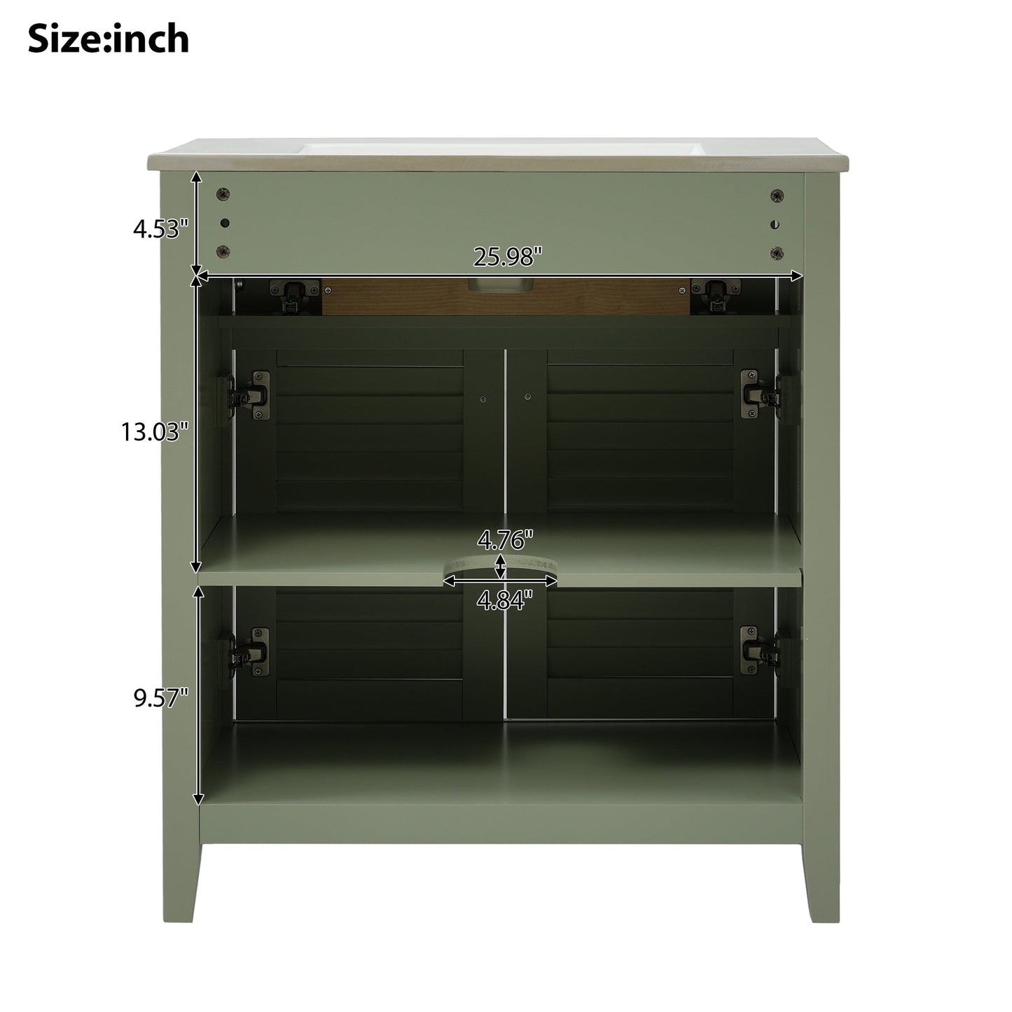 30-Inch Bathroom Vanity with Ceramic Sink Combination, Ample Storage - Features 1 Pullout and Multifunctional Shelf Dividers - Korvel