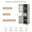 Tall Bathroom Cabinet, Freestanding Storage Cabinet with Drawer and Doors, MDF Board, Acrylic Door, Adjustable Shelf, Grey - Korvel