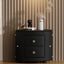 Elegant PU Nightstand with 2 Drawers and Crystal Handle,Fully Assembled Except Legs&Handles,Storage Bedside Table - Black - Korvel