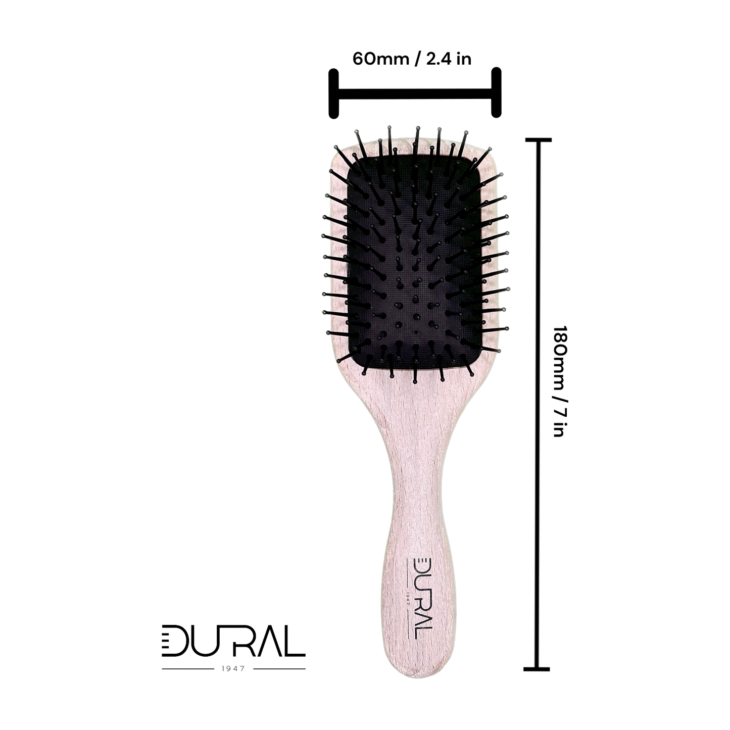 Dural Wooden Paddle Brush - Small Beech Wood with Gentle Plastic Pins