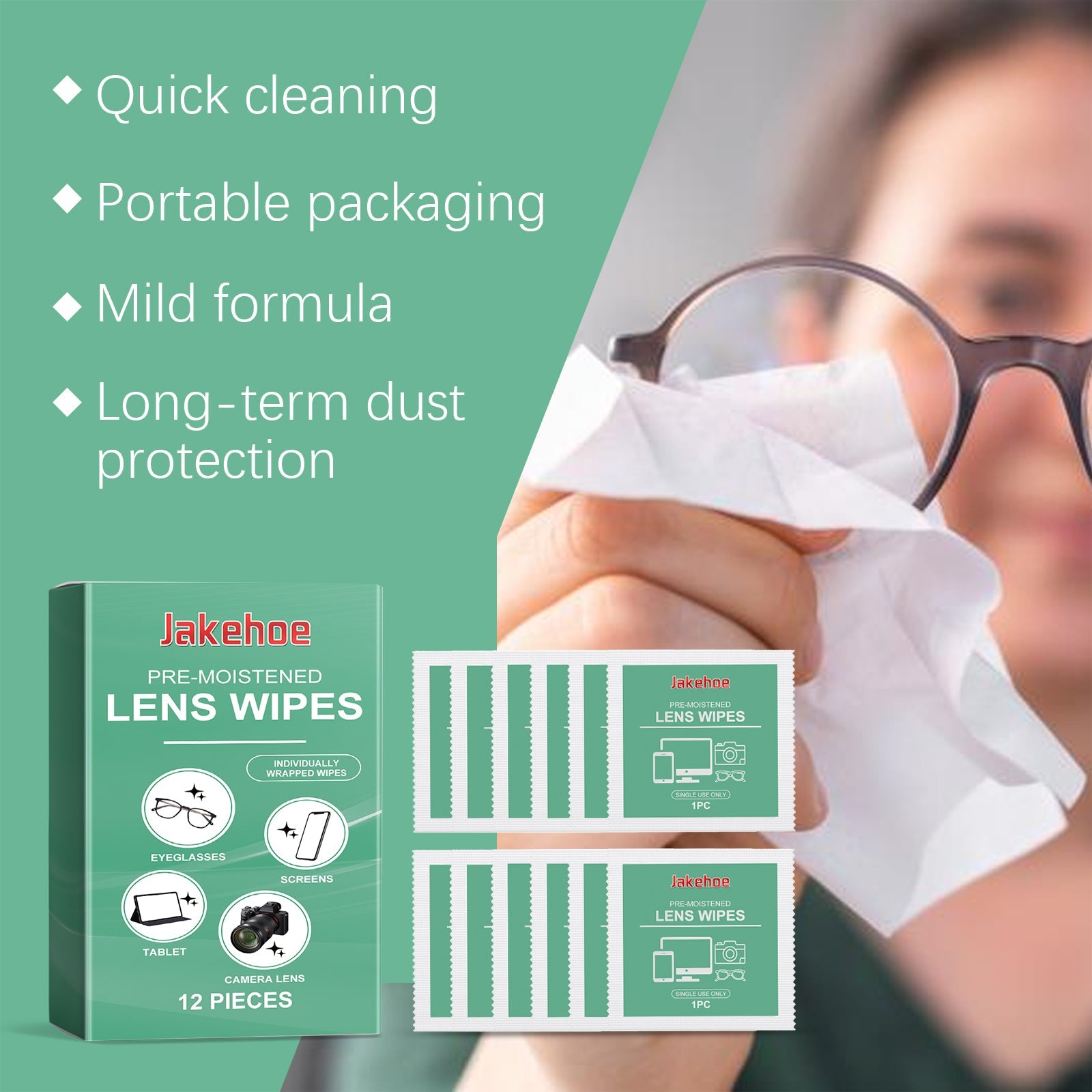 Lens Cleaning Wipes Eyeglass Screen Wipes Individual Package Carry Cleaning Wipes With You - Korvel
