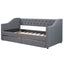 Cama nido tapizada de tamaño individual con dos cajones - Gris