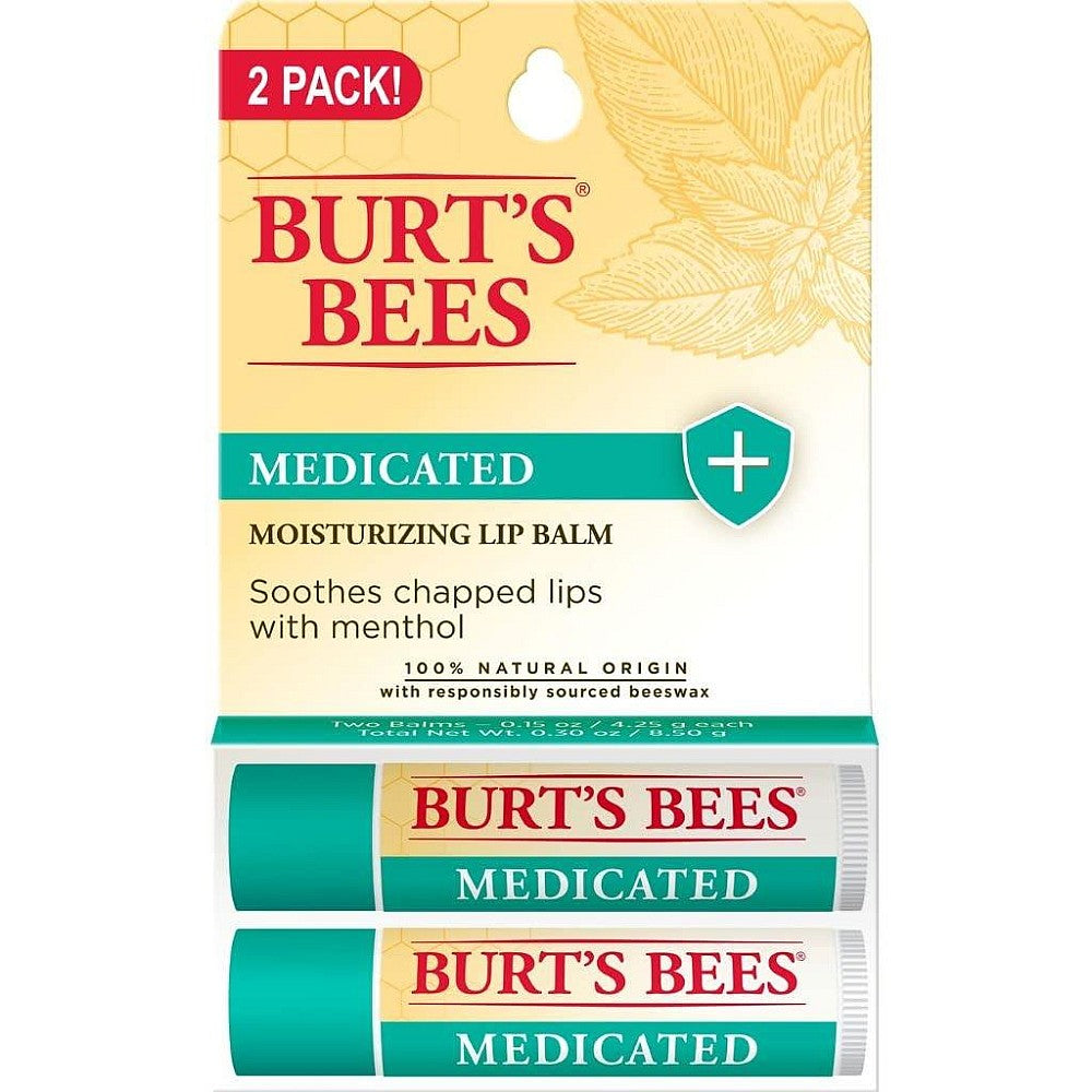 Burt's Bees Medicated Moisturizing Lip Balm - 2-Pack