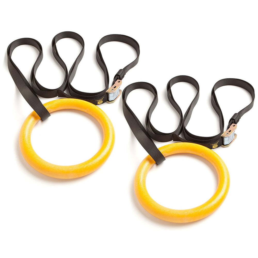 2Pcs High Quality Heavy Duty ABS Plastic 28mm Exercise Fitness Gymnastic Rings With Foam Handle Gym Exercise Crossfit Pull Ups A - Korvel