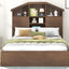 Cama Plataforma de Madera de Nogal de Tamaño Completo con Cabecera de Almacenamiento