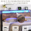 Full size bedstead with storage headboard and 2 drawers, LED light bed with charging station, metal Flat noodles support - Korvel