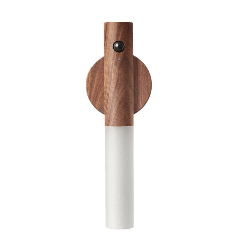 Wood Wireless USB LED Night Light Wall Lamp Rechargeable Sensor Motion Night Light - Korvel