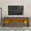 Meuble TV moderne marron avec éclairage LED - Assemblage rapide