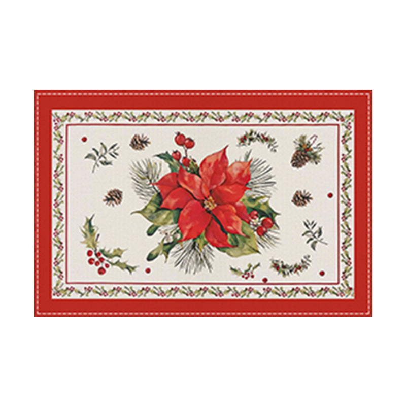 Christmas tree bell print placemat red striped plaid linen table mat Christmas party decoration insulation mat - Korvel